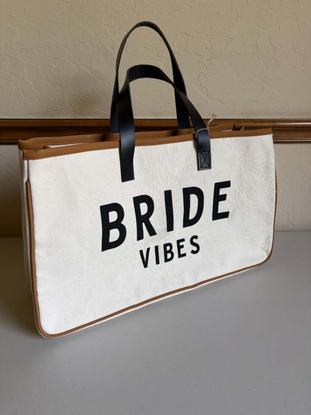 New! Bride Vibes Santa Barbara Design Studio Canvas Tote Leather Handles Heavywe